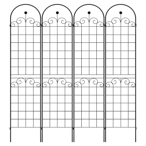 4 Pack Metal Garden Trellis for Climbing Plants with Galvanized Tubes, Easy Assembled Rustproof Plant Support, 80" L x 87" H, Black