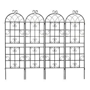 4 Pack Rustproof Climbing Plant Support with Sturdy Iron Construction, Easy Assembled Metal Garden Trellis, 80" L x 71" H, Black