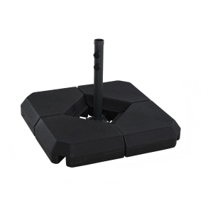 Outsunny Umbrella Stand Fitting 2" Poles and Steel Base with 4 Fillable Plastic Weights, 4 Gal. Capacity Each - Black