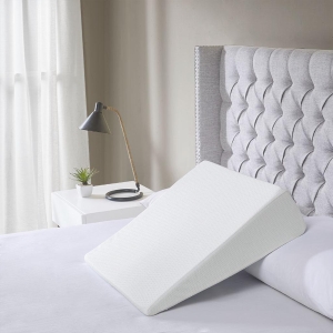 Antimicrobial Memory Foam Wedge Pillow with Washable Cover, OEKO-TEX Certified, Ideal for Neck Support, Circulation, 24" L x 22" W x 7" H, White