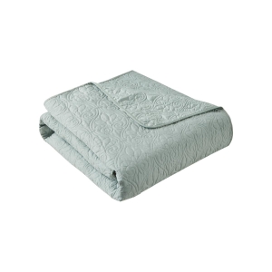 Oversized Quilted Blanket with 100% Cotton Filling, Classic Stitch Pattern, Machine Washable Throw for Any Home, 70" L x 60" W x 0.25" H, Seafoam