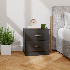 HOMCOM Bedside Table with 2 Drawers, Modern Nightstand for Bedroom, Black