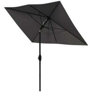 Outsunny 6.5' x 10' Rectangular Outdoor Patio Table Market Umbrella with Crank and Push Button Tilt, Dark Gray