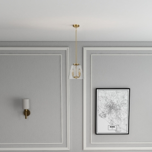Elegant Four Candle Lights Pendant with Satin Brass Finish, Clear Glass Design, Ideal for Home Decor, 13" L x 13" W x 11" H, Clear+Gold