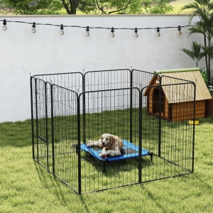 PawHut 8 Panel Pet Playpen Play Yard Fence Home DIY Heavy-Duty Metal Foldable Indoor Outdoor 47"H