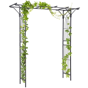 Outsunny 82'' Decorative Metal Garden Trellis Arch with Durable Steel Tubing & Elegant Scrollwork, Perfect for Weddings