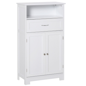 kleankin Modern Bathroom Floor Cabinet, Free Standing Storage Cabinet, Linen Cabinet with Drawer and Adjustable Shelf, White