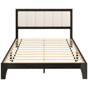 HOMCOM Full Bed Frame with Headboard Full Size Platform Bed Frame with Wooden Slats No Box Spring Needed Charcoal Gray