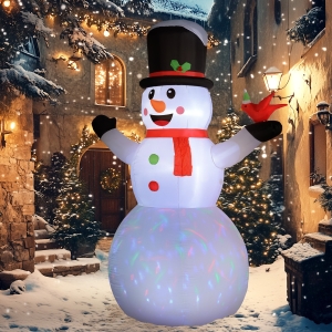 Outsunny 12FT Christmas Inflatable Decorations, Xmas Blow Up Snowman with Rotating Colorful LED Light for Indoor, Outdoor