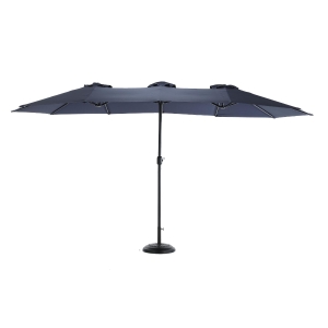 14.8 ft Double-Sided Outdoor Patio Umbrella with Steel Frame, Large Rectangular Design with Convenient Crank System, 178.5" L x 105'' W x 100.5" H, Navy Blue