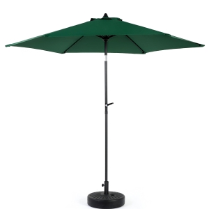 9ft Outdoor Patio Umbrella with Push Button Tilt and Crank, 6 Sturdy Steel Ribs, Base Not Included, 104" L x 104" W x 98.5" H, Dark Green