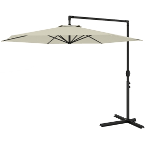 Outsunny 9.5FT Offset Patio Umbrella with Crank, Cross Base, Round Hanging Cantilever Umbrella for Pool, Backyard, Deck, Garden