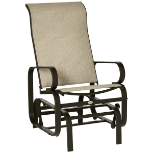 Outsunny Gliding Lounger Chair, Single Rocker with Lightweight Metal & Mesh Construction, Brown/Tan
