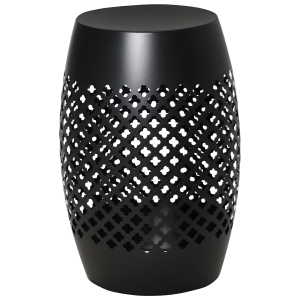 Outsunny 12.5" Steel Outdoor Side Table, Round Hollow Drum Patio End Table, Accent Table for Indoor and Outdoor, Black