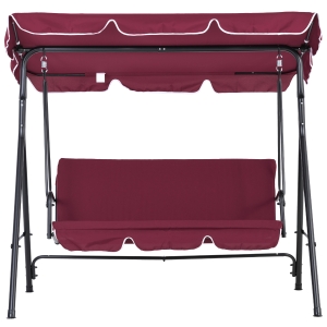 Outsunny Outdoor Patio Swing Chair with Adjustable Tilt Canopy and Removable Cushion, Red