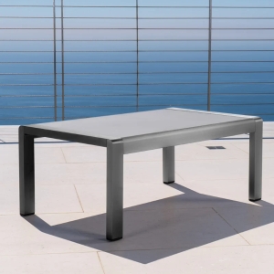 Outdoor Aluminum Coffee Table with Rust‑Resistant Frame & Tempered Glass Top