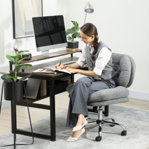 HOMCOM Computer Desk Chair, Armless Office Chair with Wide Padded Seat and Adjustable Height, Tilt Function, Grey