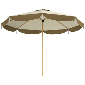 Outsunny 9FT Patio Umbrella, UPF 50+ Outdoor Market Umbrella with 8 Ribs, Vented Outdoor Table Umbrella for Deck, Backyard and Lawn, Cream White