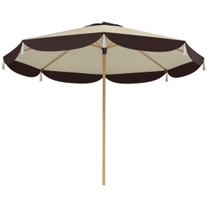 Outsunny 9FT Patio Umbrella, UPF 50+ Outdoor Market Umbrella with 8 Ribs, Vented Outdoor Table Umbrella for Deck, Backyard and Lawn, Beige