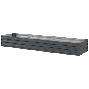Outsunny 8x2x1ft Galvanized Raised Garden Bed Kit with Safety Edging for Flowers, Herbs and Vegetables, Dark Gray