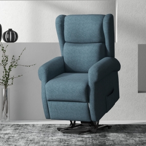 HOMCOM Wingback Lift Chair for Elderly, Power Chair Recliner with Footrest, Remote Control, Side Pockets, Blue