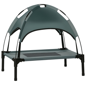 PawHut Elevated Dog Bed with Removable Canopy, Outdoor Dog Cot with UV Protection Canopy Shade, 24 inch Pet Bed for Camping, Gray