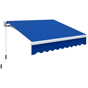 Outsunny 8' x 6.6' Patio Retractable Awning, Manual Exterior Sun Shade Deck Window Cover, Blue