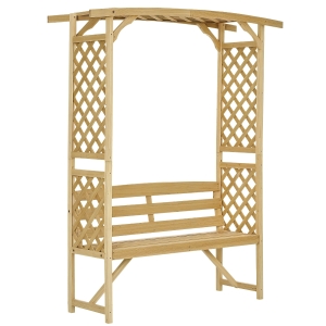 Outsunny Patio Garden Bench, Wooden Bench, Outdoor Bench for Vines/Climbing Plants, Natural