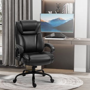 Vinsetto PU Leather Executive Office Chair with High Back, Adjustable Height and Swivel Wheels, 400LBS Capacity, Black