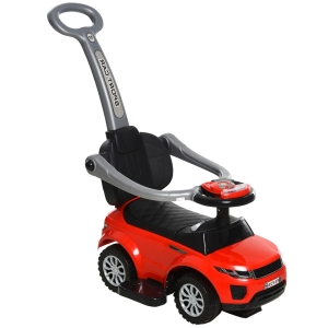 Aosom 2 In 1 Push Cars for Toddlers Kid Ride on Push Car Stroller Sliding Car with Horn Music Light Function Secure Bar Ride on Toy for Boy Girl 1-3 Years Old Red