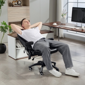 Vinsetto Reclining Massage Office Chair, Executive Office Chair with High Back, Swivel Wheels, Black