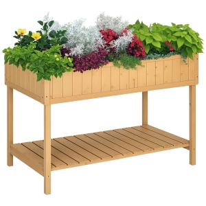 新品未開封 2022年 SRL . GARDEN BED / I-SHELF Outsunny Raised Wooden Garden Bed Grid Planter Stand with 8