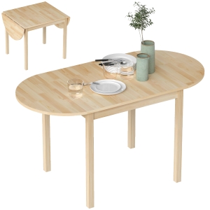 HOMCOM 55" Wood Kitchen Table, Drop Leaf Tables for Small Spaces, Natural