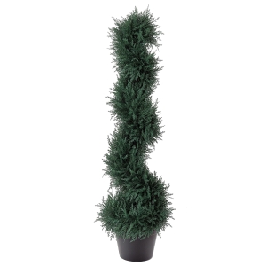 Outsunny 3FT Topiary Artificial Faux Cedar Tree Spiral Fake Plant, Pre-potted & Features High-Quality Detailed Look for Indoor or