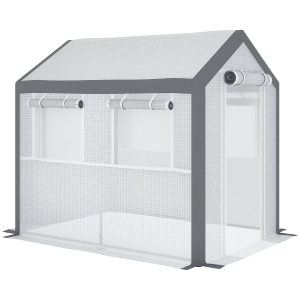 Outsunny Outdoor Walk-In Tunnel Greenhouse with Roll-up Windows, Zippered Mesh Door, & Weather Cover,  8' x 6' x 7.4'