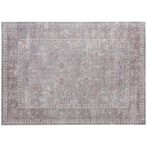 HOMCOM Machine Washable Area Rug 4x6, Non-Slip Traditional Flower Print Floor Carpet for Living Room, Bedroom, Grey and Brown