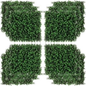 Outsunny 12PCs Grass Wall Panels, 20" x 20" Artificial Grass Wall Decor, Greenery Backdrop Panels Wall for Outdoor, Indoor, Garden, Fence, Backyard, Emerald Green