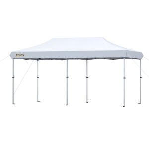 Outsunny 10'x20' Aluminum Pop Up Canopy Tent, Upgraded Thicker Tube Instant Party Tent with Wheeled Bag, 2-Level Adjustable, XL Large Ground Stakes for Events Patio Backyard