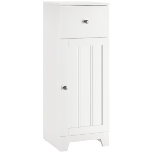 kleankin Short Bathroom Storage Cabinet, Cabinet Organizer with 1 Drawer and Adjustable Shelf for Living Room, White