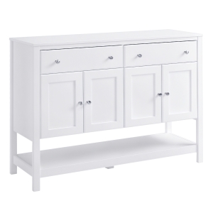 HOMCOM 47" Coffee Bar Cabinet, Sideboard Buffet Cabinet, Accent Kitchen Organizer with Adjustable Shelves and Drawers, Entryway Table for Living Room, White