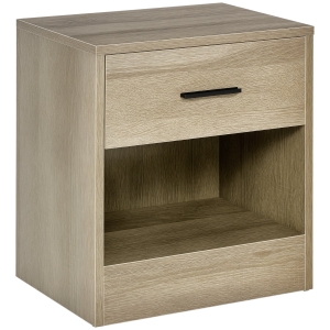 HOMCOM Modern Side Table with Drawer and Storage Shelf, End Table for Living Room, Gray Wood Grain