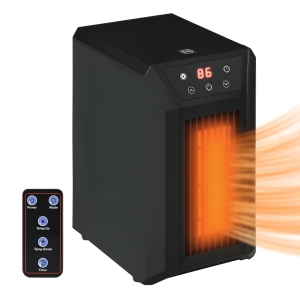 HOMCOM Electric Space Heater for Indoor Use, 1500W Fast Heating Portable Electric Heater with Infrared Quartz Heat Element, Thermostat, 3 Modes, Remote, 12h Timer