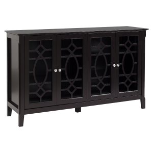 HOMCOM Sideboard Buffet Cabinet, Kitchen Storage Cabinet, Glass Door Accent Cabinet with Adjustable Shelves, Espresso