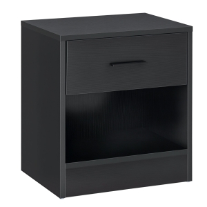 HOMCOM Modern Side Table with Drawer and Storage Shelf, End Table for Living Room, Black Wood Grain