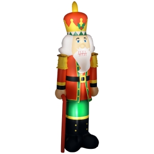 HOMCOM 8' Inflatable Christmas Nutcracker Soldier with 4 LED Lights, Blow-Up Outdoor LED Yard Display, Waterproof