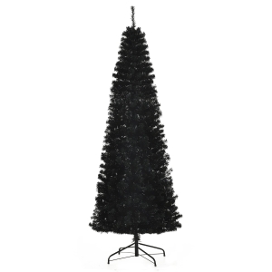 HOMCOM 7 FT Artificial Christmas Tree Pencil Xmas Tree with Stand, 818 Tips, Holiday Home Indoor Decoration for Party, Black