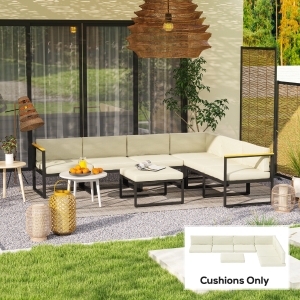 Outsunny Replacement Cushions for Rattan Furniture, 14 Piece Outdoor Seat Cushion Pad for Patio Set, 7 Seat and 7 Back, Cream