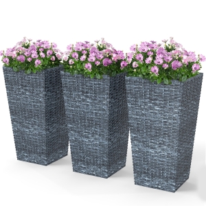 Outsunny Set of 3 Tall Planters, Outdoor & Indoor Flower Pot