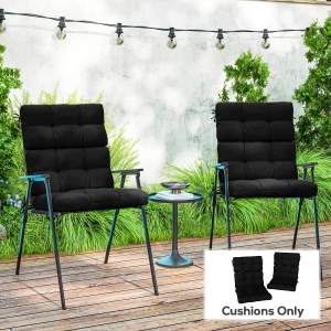 Outsunny 2-Piece Back Seat Cushion Replacement, Outdoor Patio Chair Cushions Set with Ties, Button Tufted, Black
