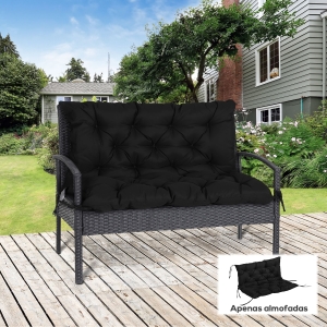 Outsunny Porch Swing Cushion Garden Bench Cushion with Backrest, Non-Slip 2-seater Soft Pad, Swing Chair Mat Replacement for Indoor and Outdoor, 39.4" x 38.6", Black
